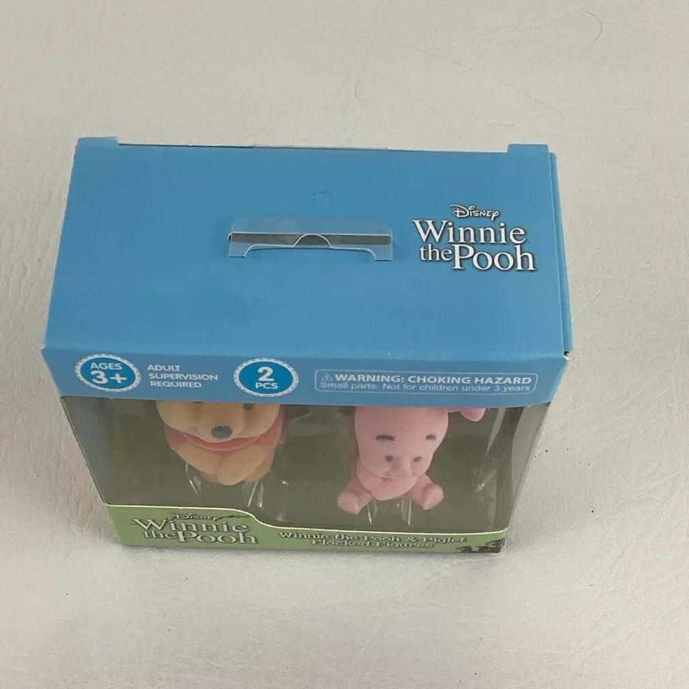 Disney Winnie The Pooh & Friends Collectible Flocked Figures Pooh Bear Piglet - Picture 2 of 7